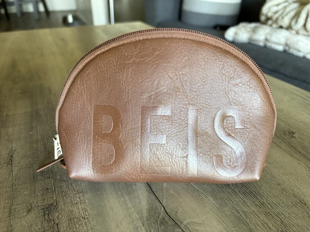 Beis The Cosmetic Pouch Small Cosmetic Bag Travel Toiletry Case Maple Brown